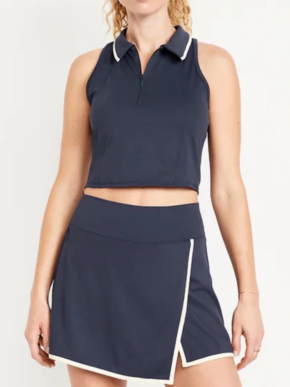 NWT Old Navy PowerSoft Crop Polo tank top Navy Blue & White - Picture 5 of 5